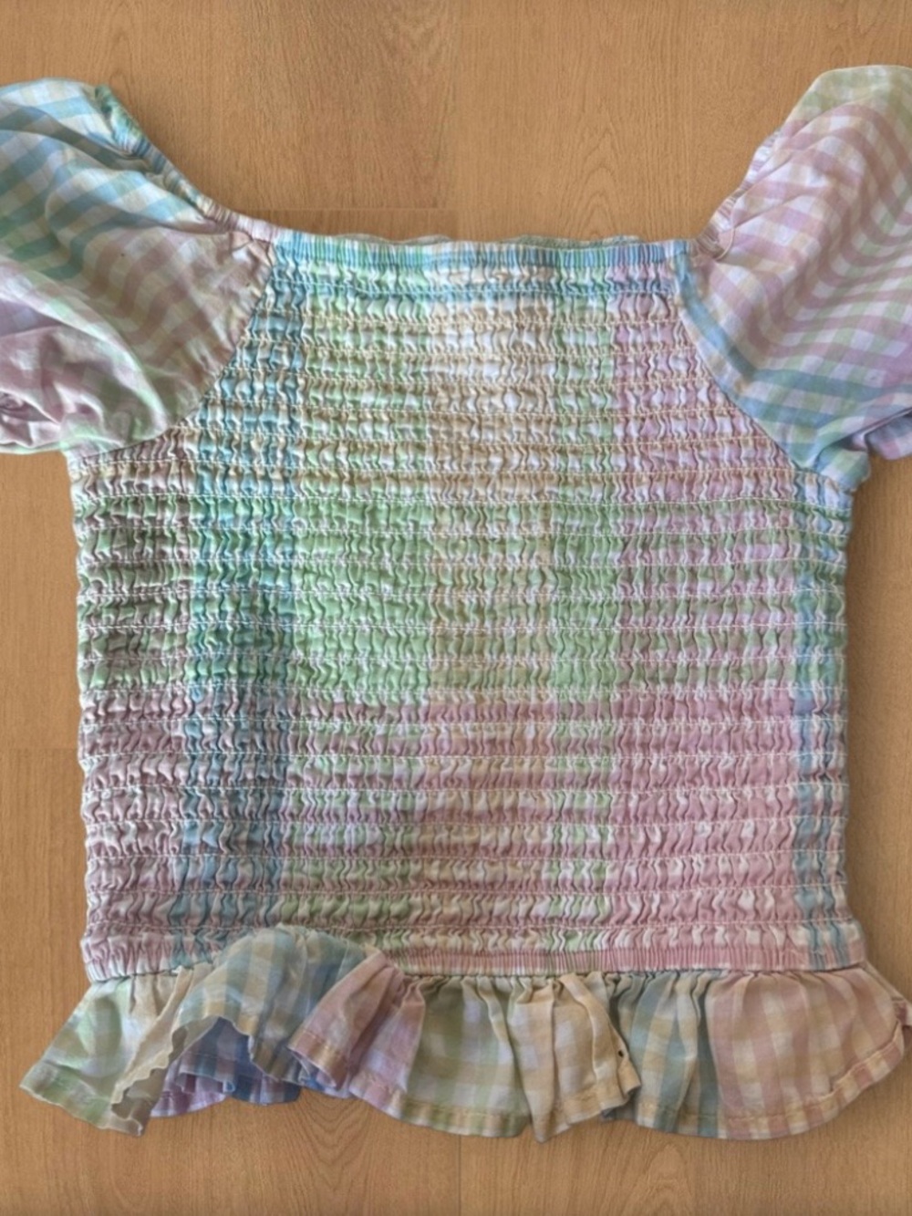 art class Mint and Lilac Smocked Ruffle Top size 8(M)
